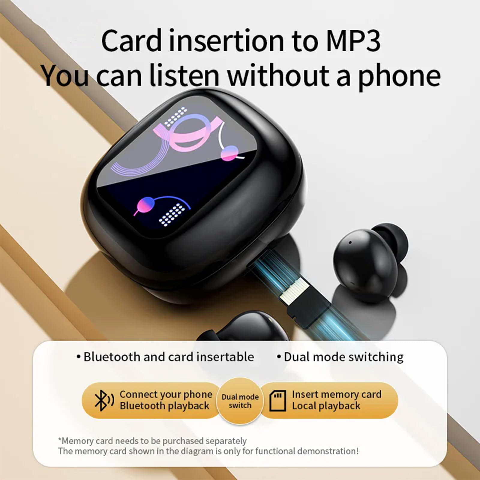 Auriculares inalámbricos Bluetooth 5.4 con pantalla táctil, auriculares inalámbricos pequeños, auriculares inalámbricos Bluetooth para orejas pequeñas en el oído