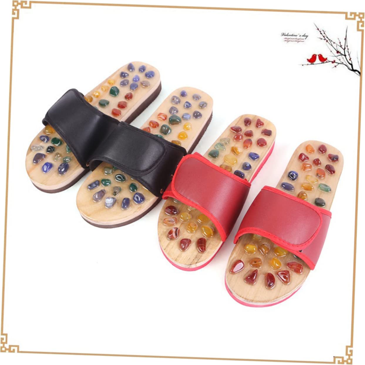 Massagepantoffeln 1 Paar aus Natürlichem Achat, Schwarz 44