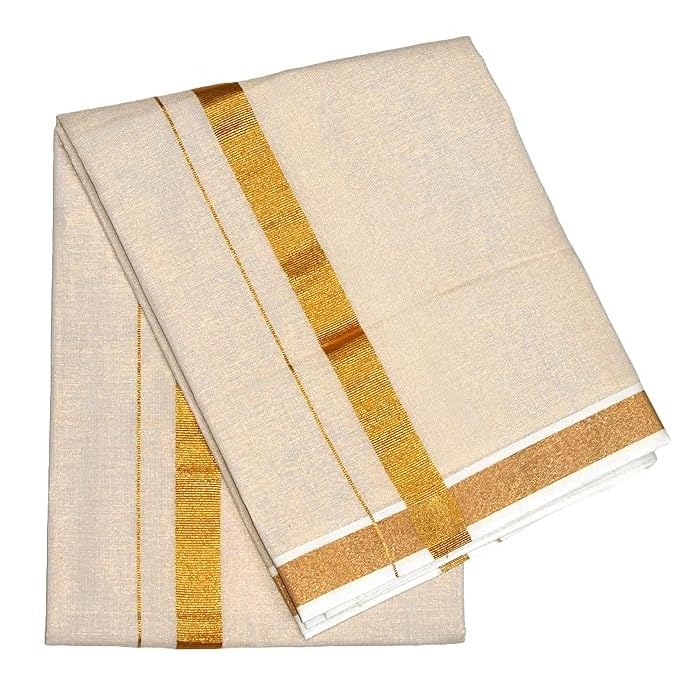 Suryaa Men's Tissue Single Dhoti/Length 2.0meter / Height 1.26meter (Solid Gold Zari)-picture-51