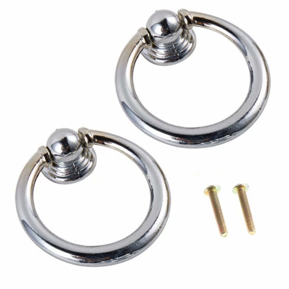 Fbshop(Tm) Silver 2Pcs Furniture Hardware Drawer Drop Ring Pull Knobtraditional Appearance, Solid Ring Pull