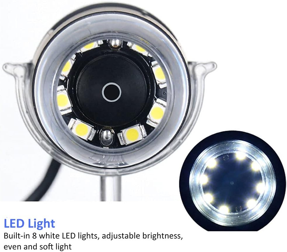 Professional Handheld Digital Microscope 500X 2MP Electronic Endoscope Adjustable 8 LED Magnifier Camera with Stand