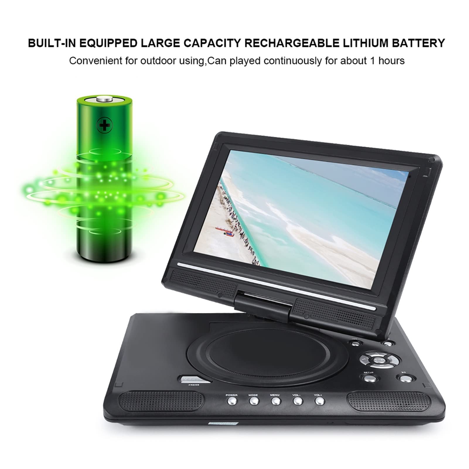 9.8 Pulgadas Portable Mobile 108 0p DVD Jugador Multimedia Digital DVD Sistema de Teatro de Audio de Alta definición de Jugador de Alta definición,Compatible con La MayoríA De Dispositivos