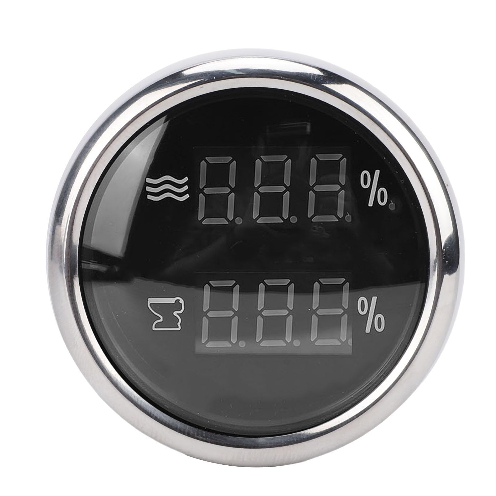 Yctze Misuratore Digitale del Livello Dell'acqua delle Acque Reflue 2 in 1 da 52 Mm Misuratore Compatto del Serbatoio Dell'acqua a Doppia Funzione per Veicoli Marini (Quadrante nero Lunetta