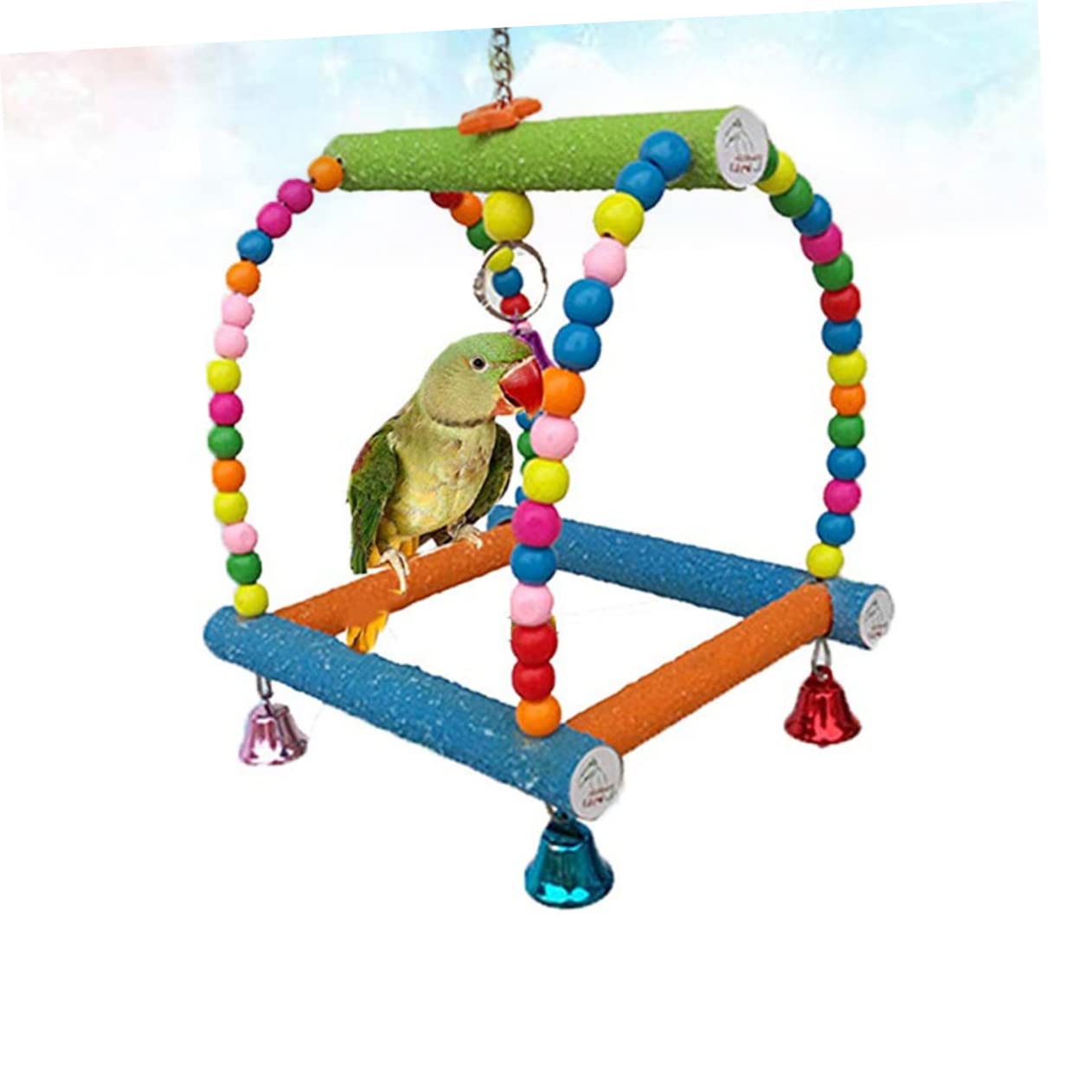 YARNOW Juguete Columpio para Loros de Madera Escalera Creativa para Equilibrio y Aventura, Adecuado para Pájaros Pequeños y Periquitos en Desarrollo y Entretenimiento Color Aleatorio