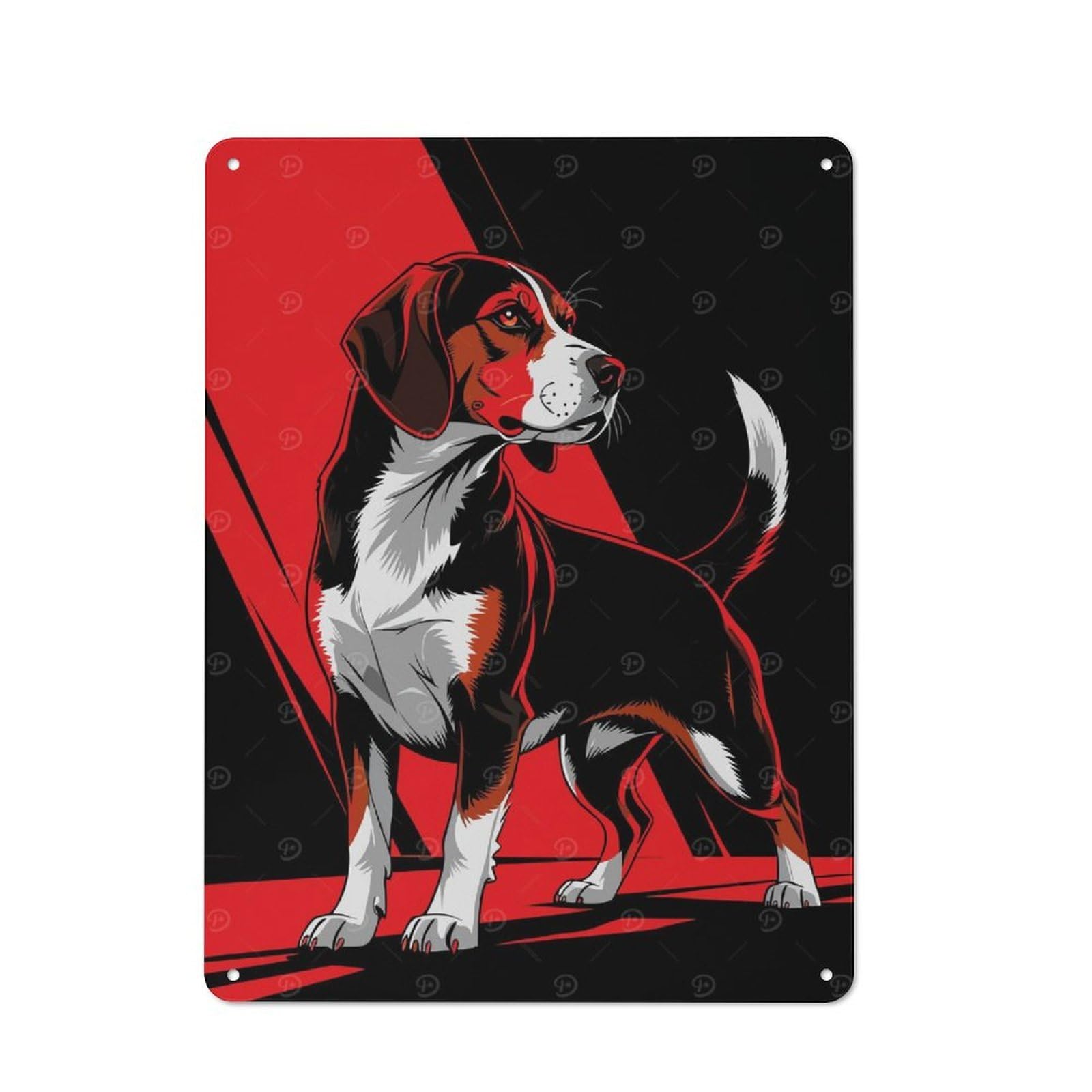 Junmoney Stylized Beagle Illustration Vintage Metal Plaque 40X30cm For Dining Room Or Kitchen, For Dining Room Decor Fans