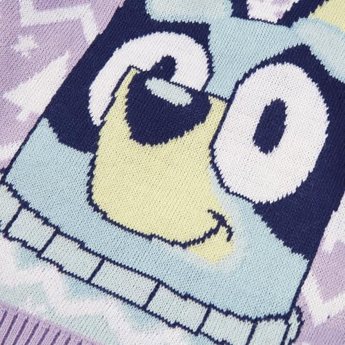 Bluey Acrylic Knitted Christmas Jumper Sweatshirt - Lilac, Bingo Gifts for Girls 5-6 Years - Image 2