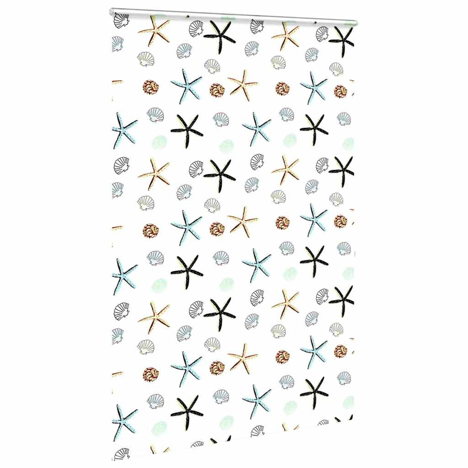 Gecheer Duschrollo mit Kassette 150x240 cm Stoffbreite 146 cm Schalentiere, Duschrollo mit Seitenzug Wasserdichtes Duschvorhang Rollo für Badewanne4015028