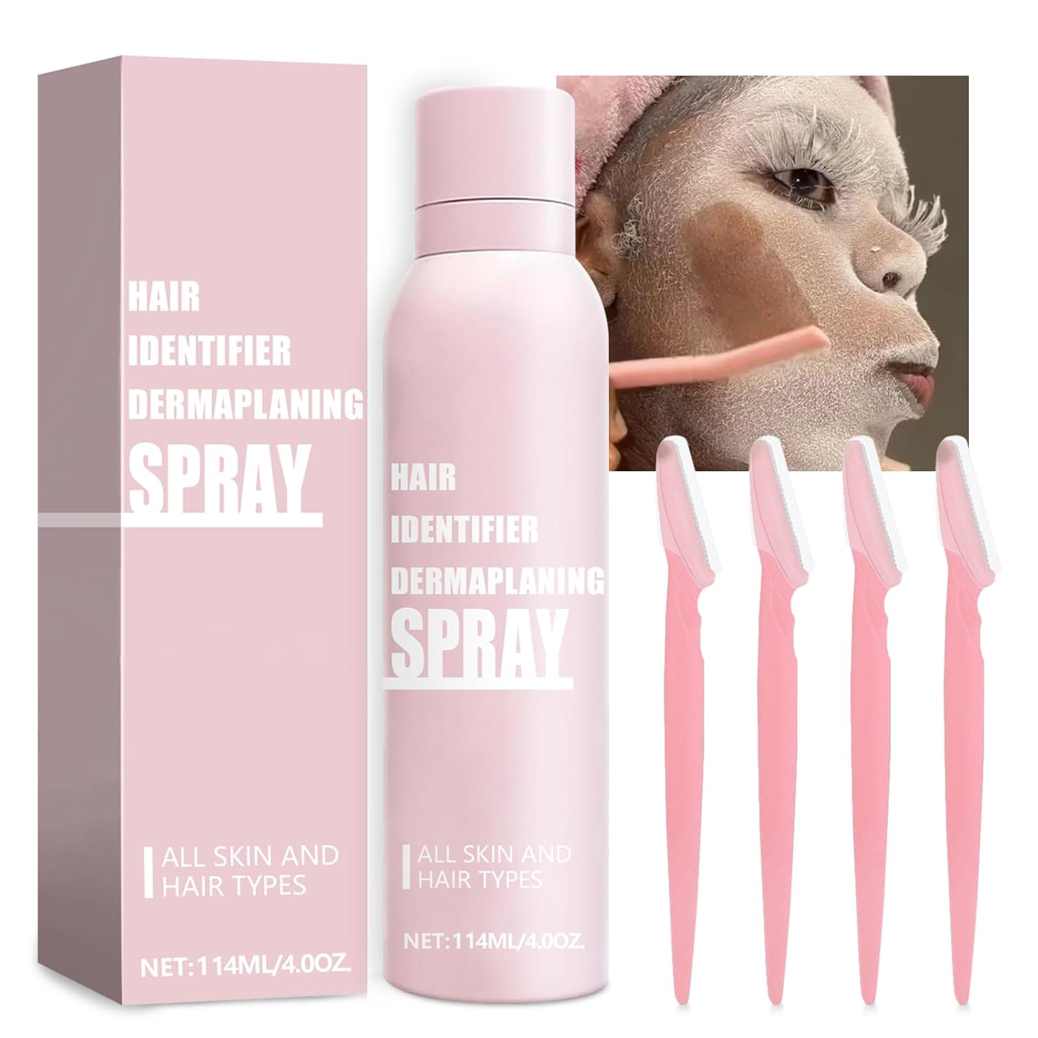 Hair Identifier Spray for Face Shaving, Body Hair Identifying Spray with Razors, Hair Identifier Spray for Face Dermaplaning, Face Hair Identifier Spray for Women Hair Identifier Spray for Face Shaving, Body Hair Identifying Spray with Razors, Hair Identifier Spray for Face Dermaplaning, Face Hair Identifier Spray for Women