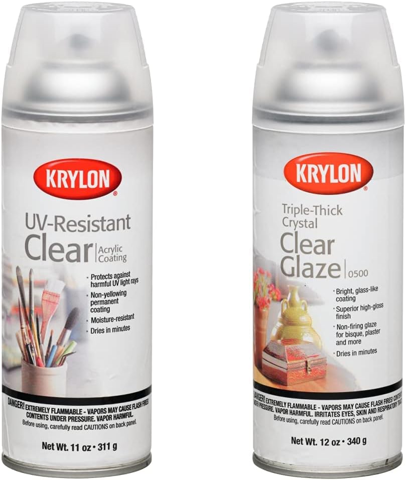 Krylon Gallery Series Artist & Clear Coatings Aerosol, 11-Ounce, UV-Resistant Gloss & Triple Thick Clear Glaze Aerosol Spray, High-Gloss