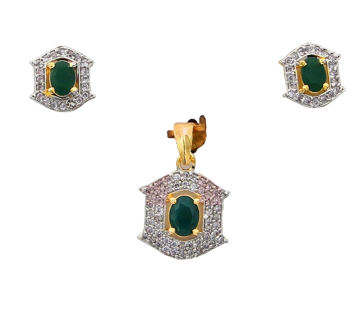 Esmeralda verde india ovalada en anillo de cobre chapado en oro de alta joyería artesanal 3