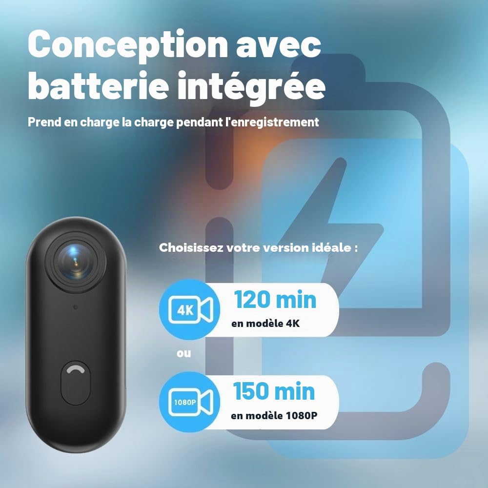 Caméra corporelle 1080P POV Pro, caméra Portable avec Clip Rotatif 360° et Clip magnétique, Enregistrement 150 Minutes, idéale pour conférences, Voyages et promenades (1080-P-32G)