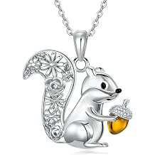 URONE Animal Necklace 925 Sterling Silver Raccoon/Squirrel/Skunk/Hedgehog/Elephant Pendant Necklace Animal Jewelry Gifts for Women