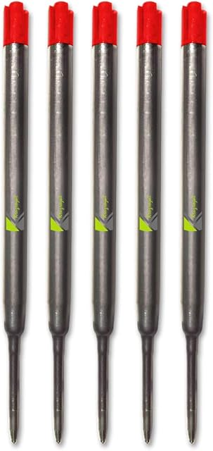 5 x Red Quality Refills for Parker Ballpoint Medium Point Red x 5 - Red (Pack of 5)
