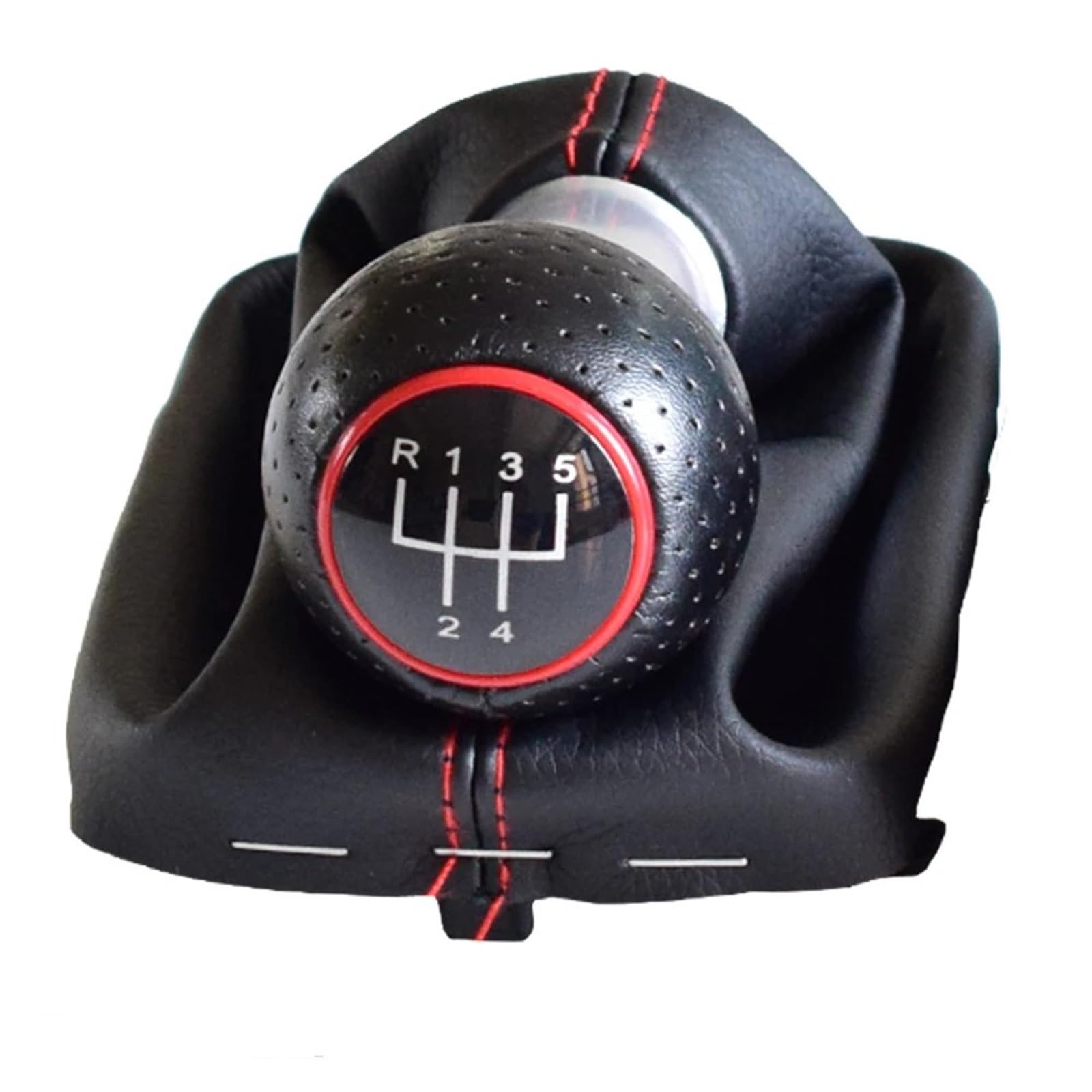 HSUKIHO Car Shift Knob Cover for for A3 S3 2001 2002 2003 Car Gear Shift Knob 5 Speed 6 Gear 12mm with Gaitor(5 Speed-Red)