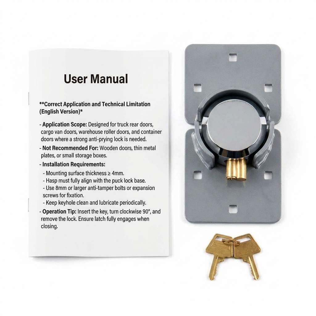 QWORK® Alta Seguridad Camionetas , Candado Redondo de acero con 2 llaves para Furgonetas , Camiones , puertas , furgonetas y máquinas expendedoras