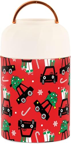 Miniatura 2 de MCHIVER Christmas Black Cars Food Jar with Spoon Stainless Steel Vacuum Insulated Food Container 17 oz Soup Thermos for Adults