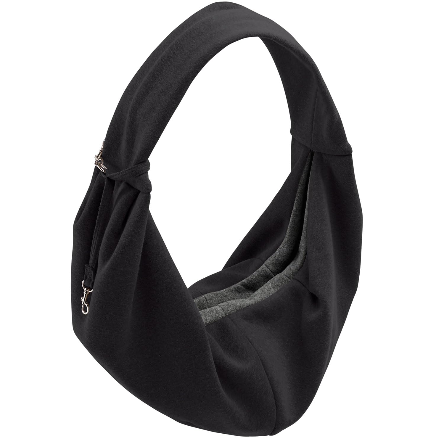 Hunter LOS Angeles Carry Bag for Puppies, Small Dogs and Cats up to 8 kg, Ergonomic Shape, with Carabiner, Soft Cotton/Polyester Fabric, Washable, Colour: Black, Size: 60 x 30 cm