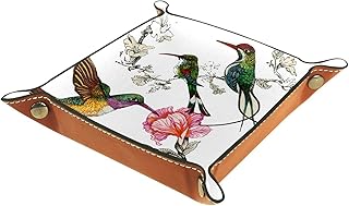 Piccola scatola portaoggetti, svuotatasche da uomo,Molla floreale dell'uccello orientale,Organizer in pelle catchall per portamonete portachiavi