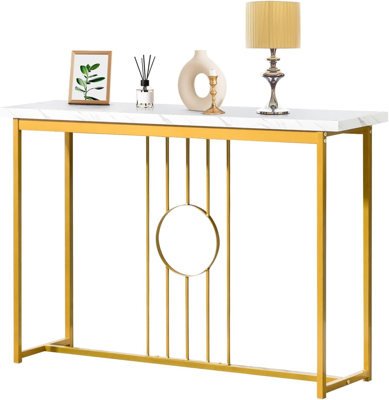 Weston Crafts Console Table, Narrow Entryway Table with Metal Golden Base for Living Room, Entryway, Hallway, Sofa, Entrance 1