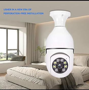 Ampul Kamera Harekete Duyarlı Gece Görüşlü Kablosuz Bebek Izleme Kamerası Güvenlik Akıllı Wifi 360hd