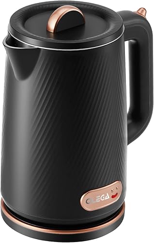 OLEGA Hervidor de té eléctrico, pequeña olla eléctrica de 1.8 L, hervidor eléctrico de agua caliente de 1500 W, caldera de agua eléctrica y