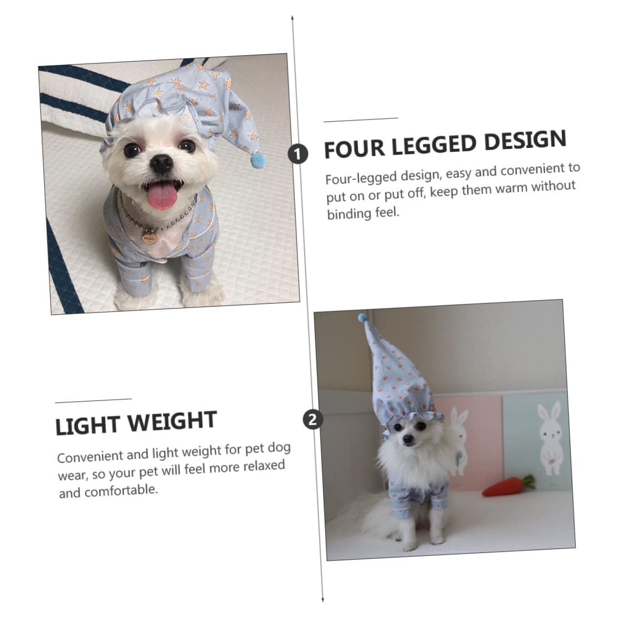 BESPORTBLE 1set Pigiama Per Cani Con Cappello Di Abbigliamento Per Animali Domestici Comodo e Leggero Design Due Zampe Per Inverno e Occasioni Speciali