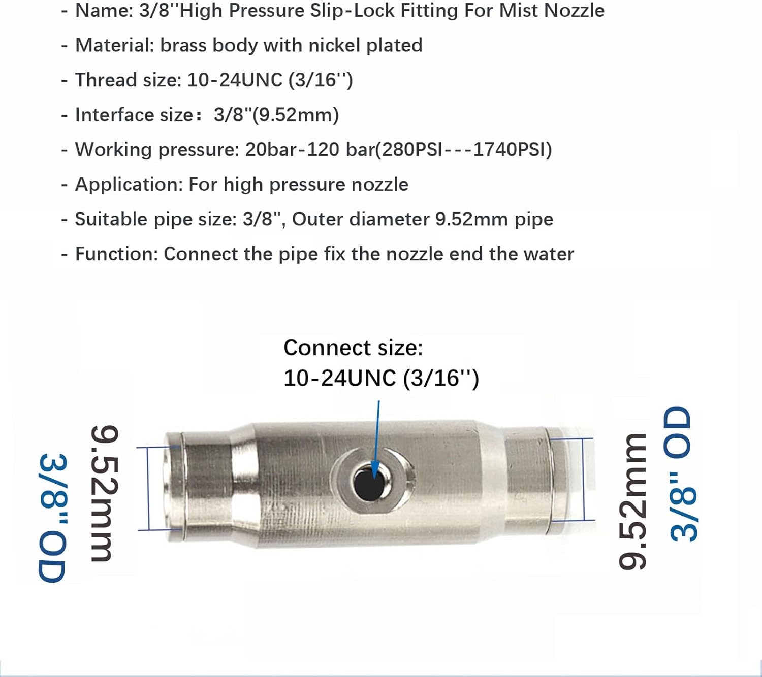 25 Pack ﻿﻿Misting Nozzles For Outdoor Cooling Misting System, 10/24 UNC High Pressure Water Mist Sprayers, Anti Drip Cleanable Mister Head, 3/8" Brass Fittings (Size : Orifice 0.1mm)