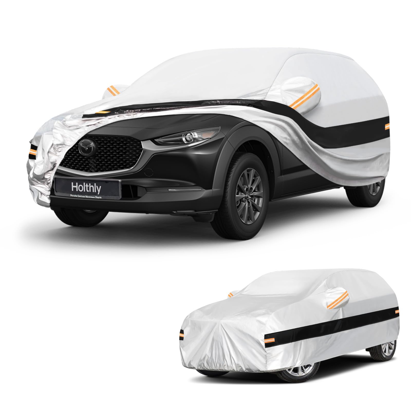 10 Layers SUV Car Cover Custom Fit for Mazda CX-30 CX-3,(2019-2026), Waterproof All Weather for Automobiles, Outdoor Full Cover Sun Dust Rain Protection with Cotton. Silver