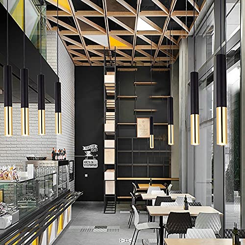 Lámpara colgante de aluminio estilo europeo con foco minimalista dorado y negro 3