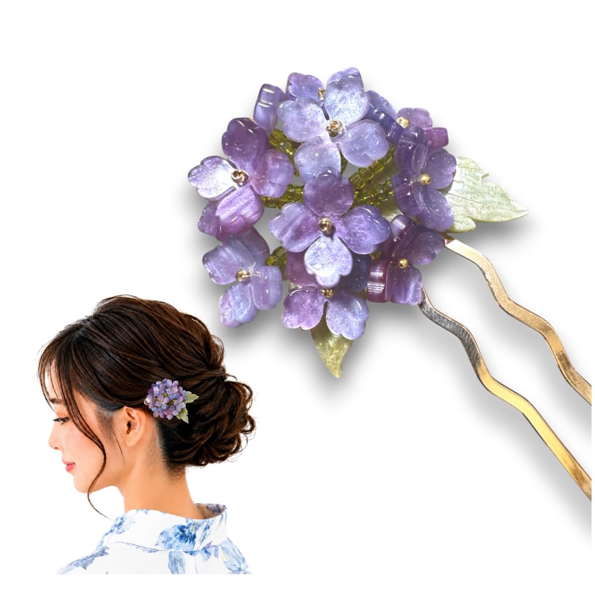 Amazon.co.jp: 髪飾り 浴衣 紫陽花 【夏の和装にあう涼やかなワン
