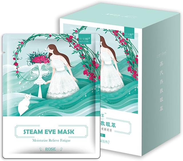 Steam Eye Mask, 10 Packs Self Heated Eye Mask Warming Eye Mask for Dry Eyes Fatigue Puffy Dark Circles Disposable Sleep Eye Mask Relieve Eyestrain Headache Eliminate Eye Pattern- Rose
