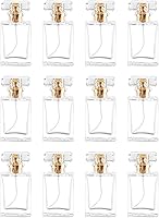 Rixoxo 12 Pack 30ml Refillable Square Glass Perfume Atomizer Bottles - Clear Travel Fine Mist Spray for Essential Oils & Cologne