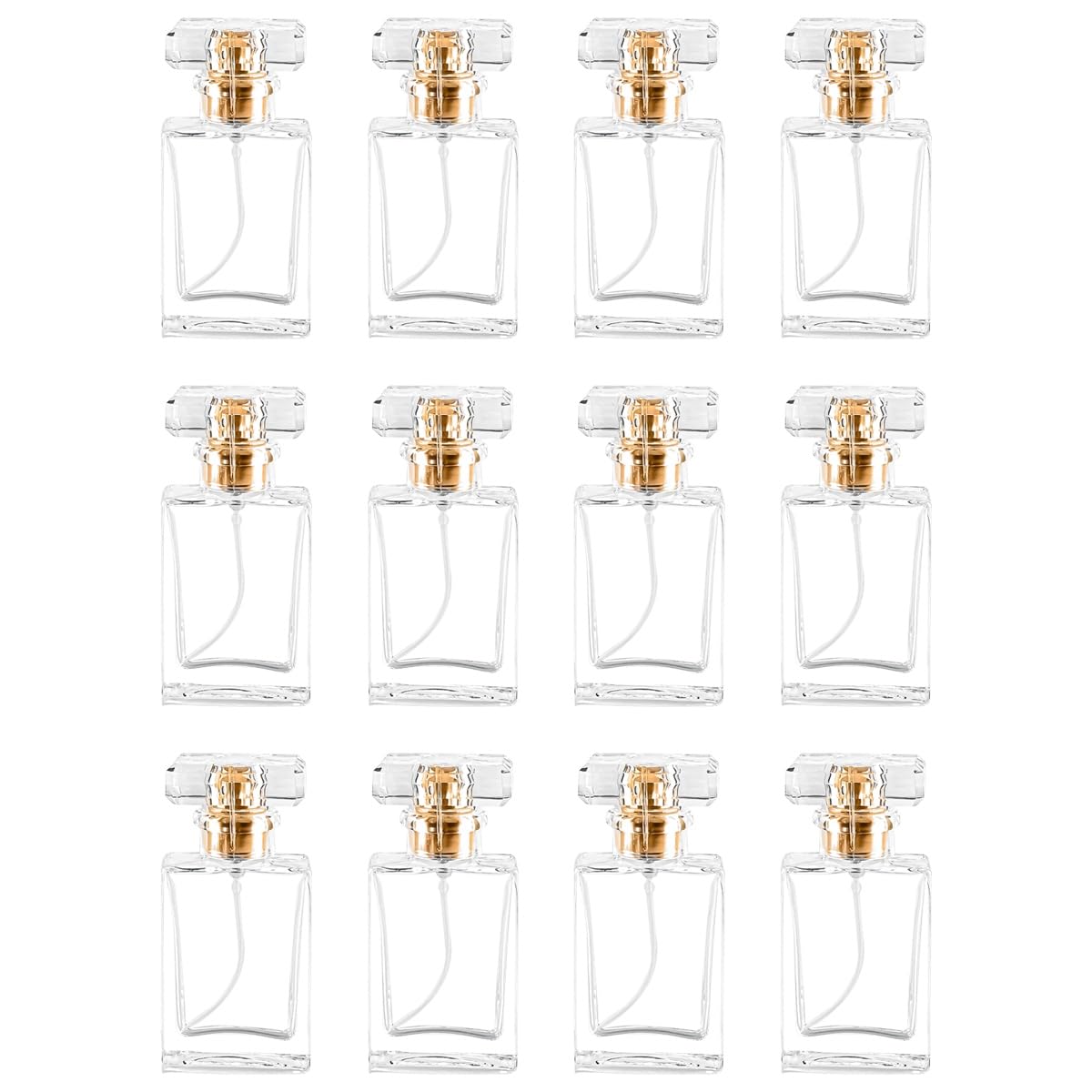 Glas-Parfümflasche, leer, nachfüllbar, 16 Stück, transparent, Reise-Parfüm-Spray-Zerstäuber, 30 ml, Parfüm, feiner Nebel, Sprühflasche, Parfümflasche, Zerstäuber, Behälter mit Sprühapplikator