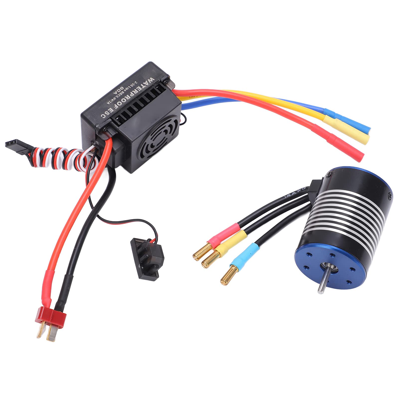 RC 3650 3500KV 4-biegunowy bezczujnikowy zestaw silników bezszczotkowych z ESC do samochodu RC 1/10 Srebrny Czarny