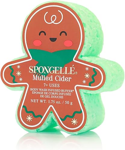 Spongelle Holiday Gingerbread Body Wash Infused Buffer(Gingerbread- Candy Cane- Sugar Cookie- Mulled Cider)