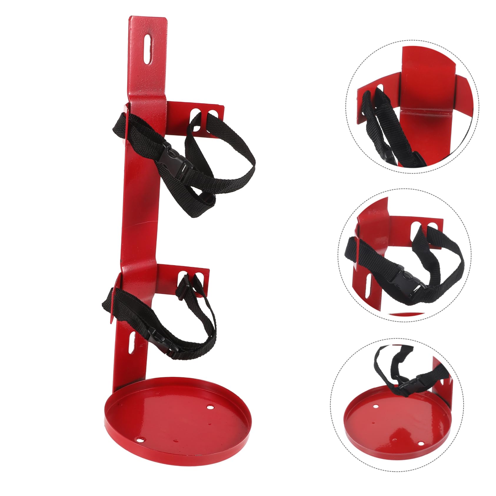 Soporte para Extintor de Incendios de Hierro, Montaje en Pared Rojo | Fijación Correa de Tela, para Vehículos y Turismos, Carga 5-7kg, Instalación Sencilla
