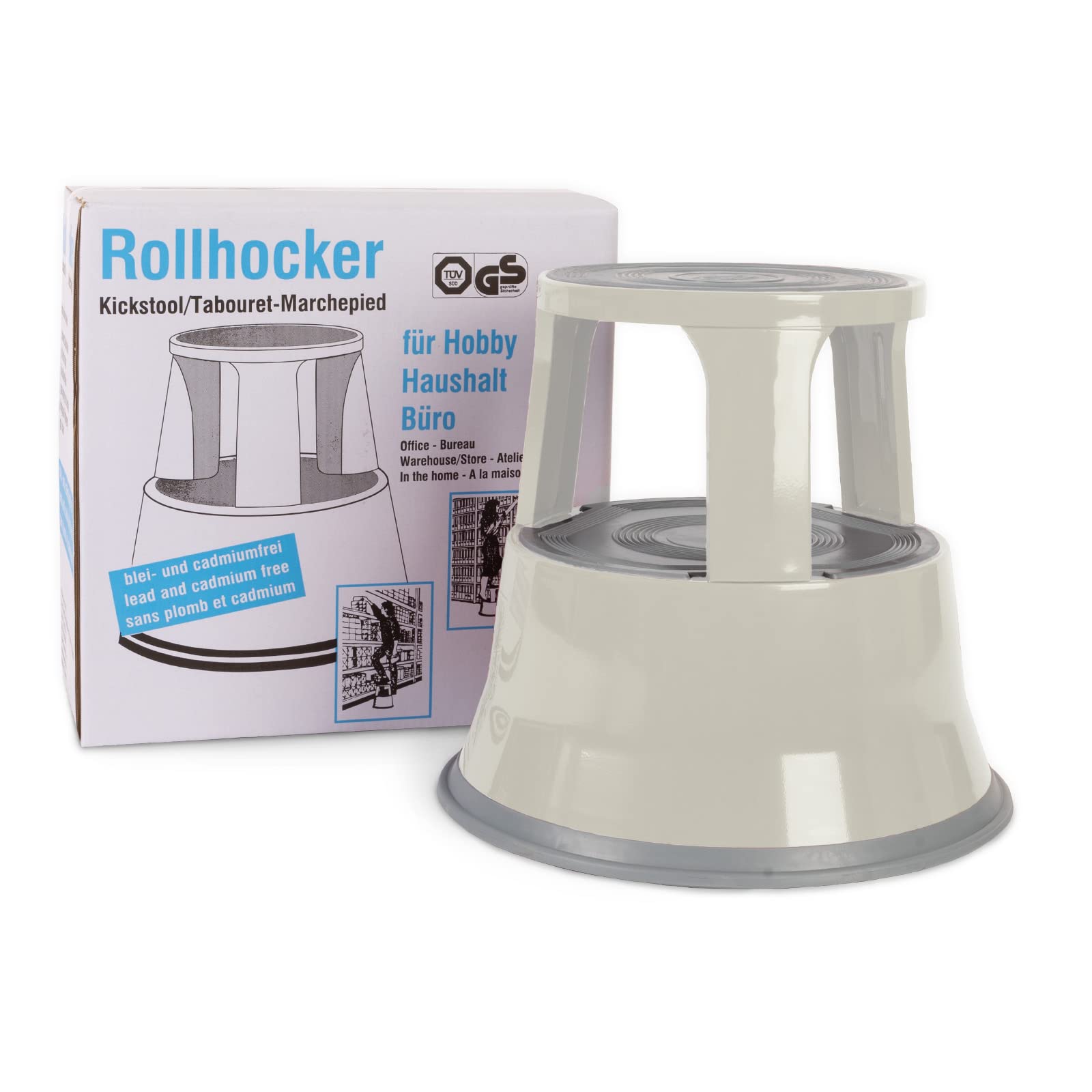 OfficeMarshal Rollhocker | Elefantenfu | Stahl | TV + GS geprft |  Lichtgrau : Amazon.de: Kche, Haushalt & Wohnen