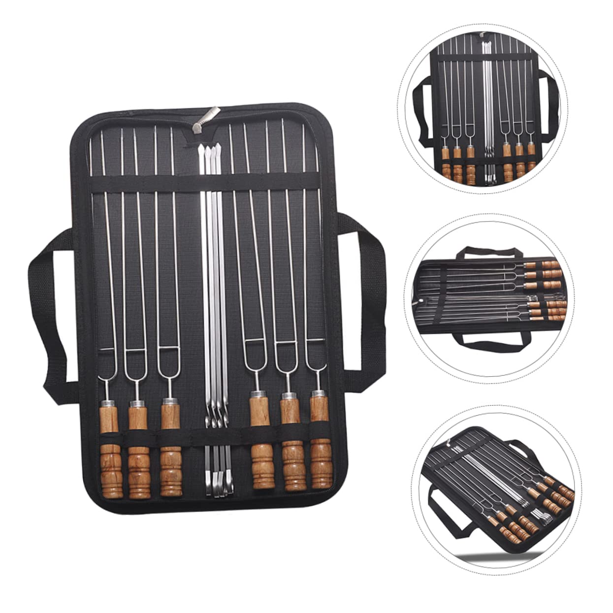 10 pezzi Spiedini Barbecue in con in Legno Extra per Grigliate Sicure e Pratiche Spiedini per Carne e Verdure Riutilizzabili Facili da