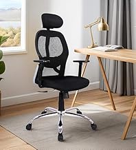 Mintwud from Pepperfry Breathable Mesh Akira High Back Ergonomic Chair with Adjustable Lumbar Support | 19–23 Inch Height | Ideal Funriture for Office, Home, Workspace, Study Room (Black)