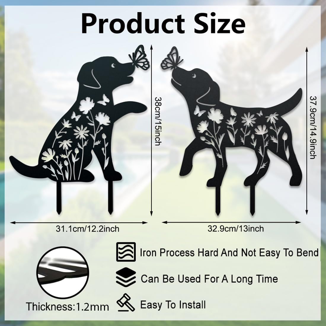 WADORN Piquets Décoratifs De Jardin En Métal De Bouledogue Français En