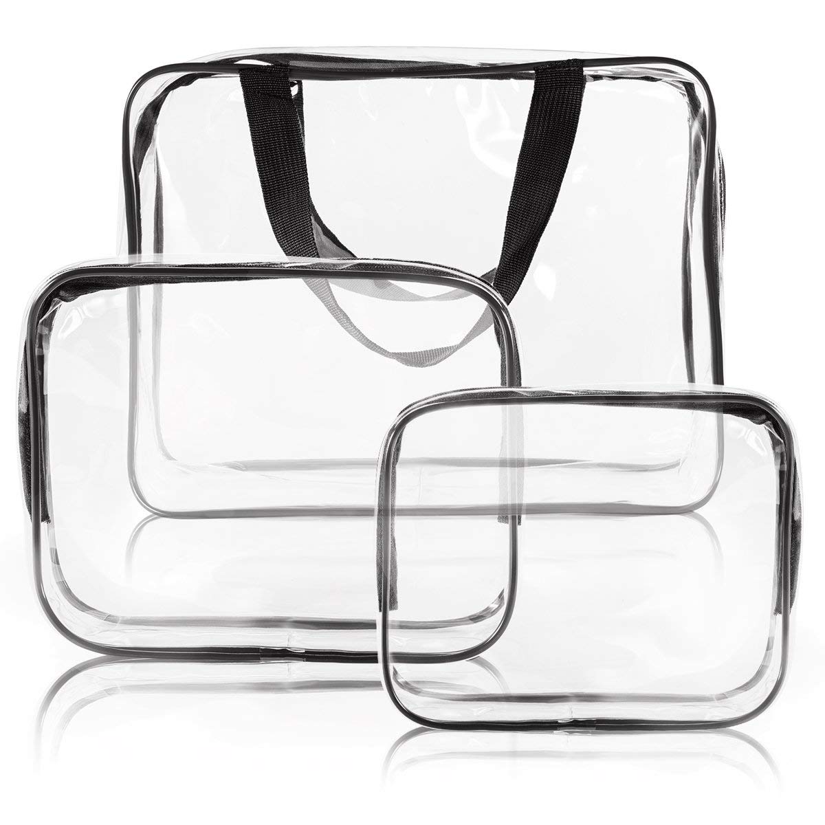 AINOLAN Bolsas de Aseo Transparente Viaje Impermeable Mujer Bolsa de Cosmético Organizador de Viaje 3 Pcs