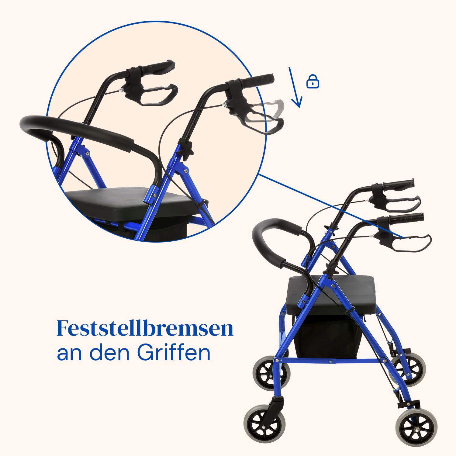 Geriafy - Rollator für Senioren und Erwachsene | Leichtgewicht, Faltbar & Höhenverstellbar | Gehhilfe mit Sitz, Bremsen & Korb | Belastbar bis 136 kg