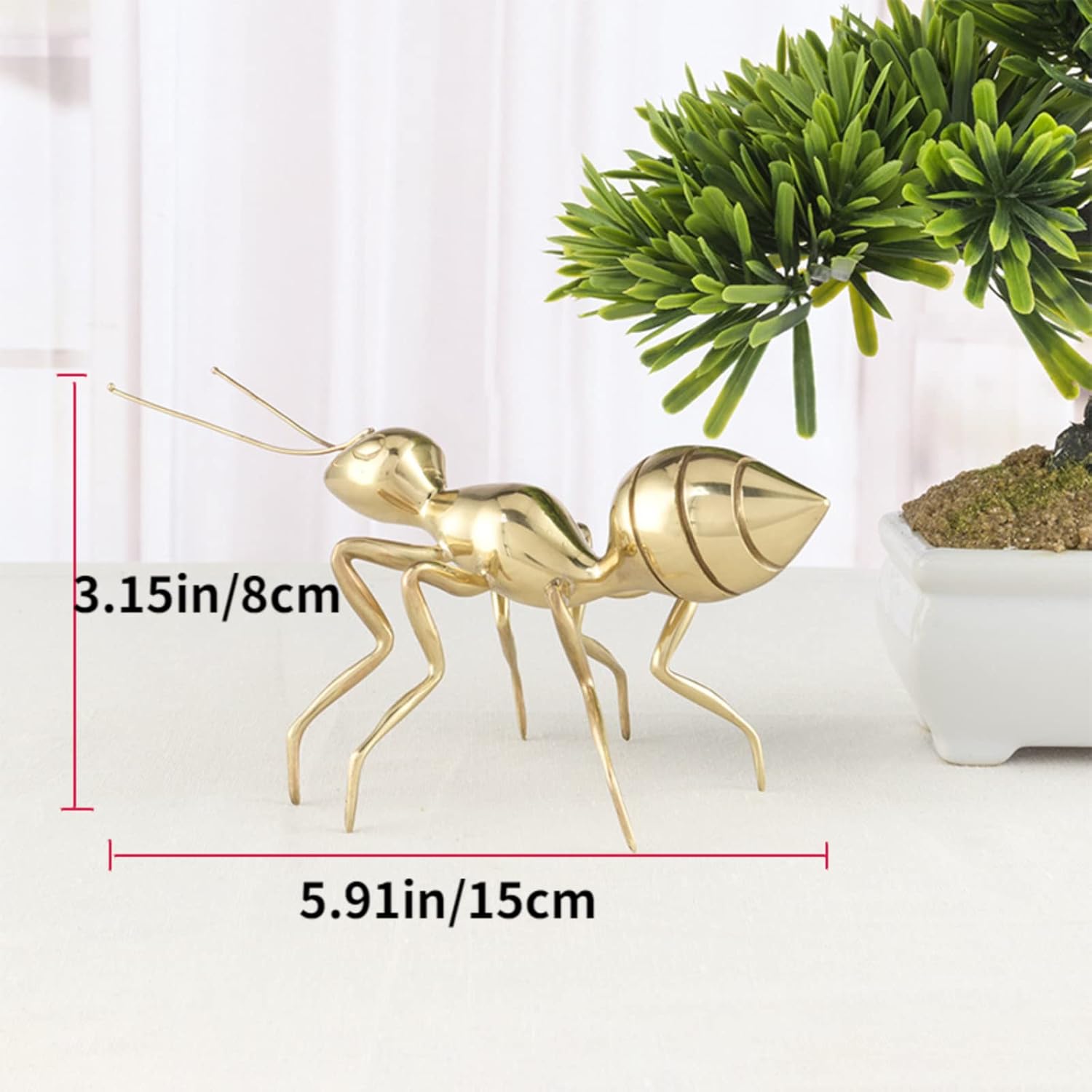 Brass Ant Figurines Model,Copper Animals Insect Statue Sculpture Crafts Collection Desktop Ornament Home Sand Table Bookshelf Decor Accessories Study Paperweight