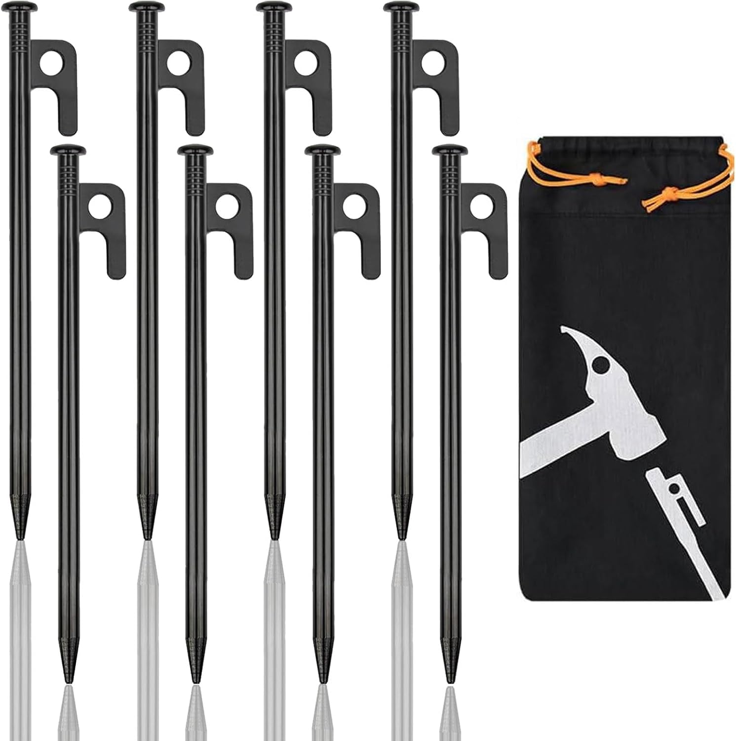 Zestaw śledzi do namiotu, 8 sztuk, kotwa gruntowa z haczykami, 30 cm, Heavy Duty, kotwa do podłoża, na kemping, do namiotu, śledzie, stalowe śledzie do ogrodu, pawilonu i włókniny przeciw chwastom