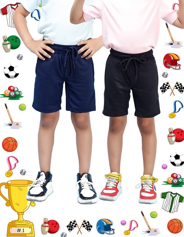 Image of Nusyl Solid & Printed Cotton Blend Shorts for Boys | Comfortable Casual Shorts | Soft Breathable Fabric with Elastic Waistband | Relaxed Fit | 2-16 Years | Multiple Colors