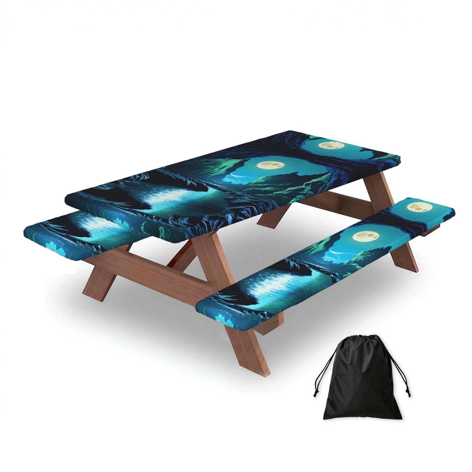 Water Moon Cave Rectangular water-repellent picnic tablecloths, outdoor camping, picnic, BBQ