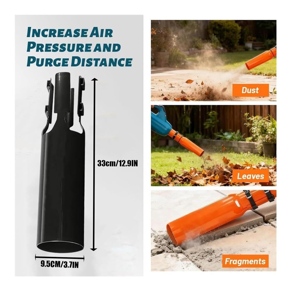Amplificador de aire para soplador de hojas, accesorio universal de boquilla de soplador de hojas, amplificador de aire inalámbrico para tubos de soplador de 2 a 4 pulgadas, acelerador de flujo