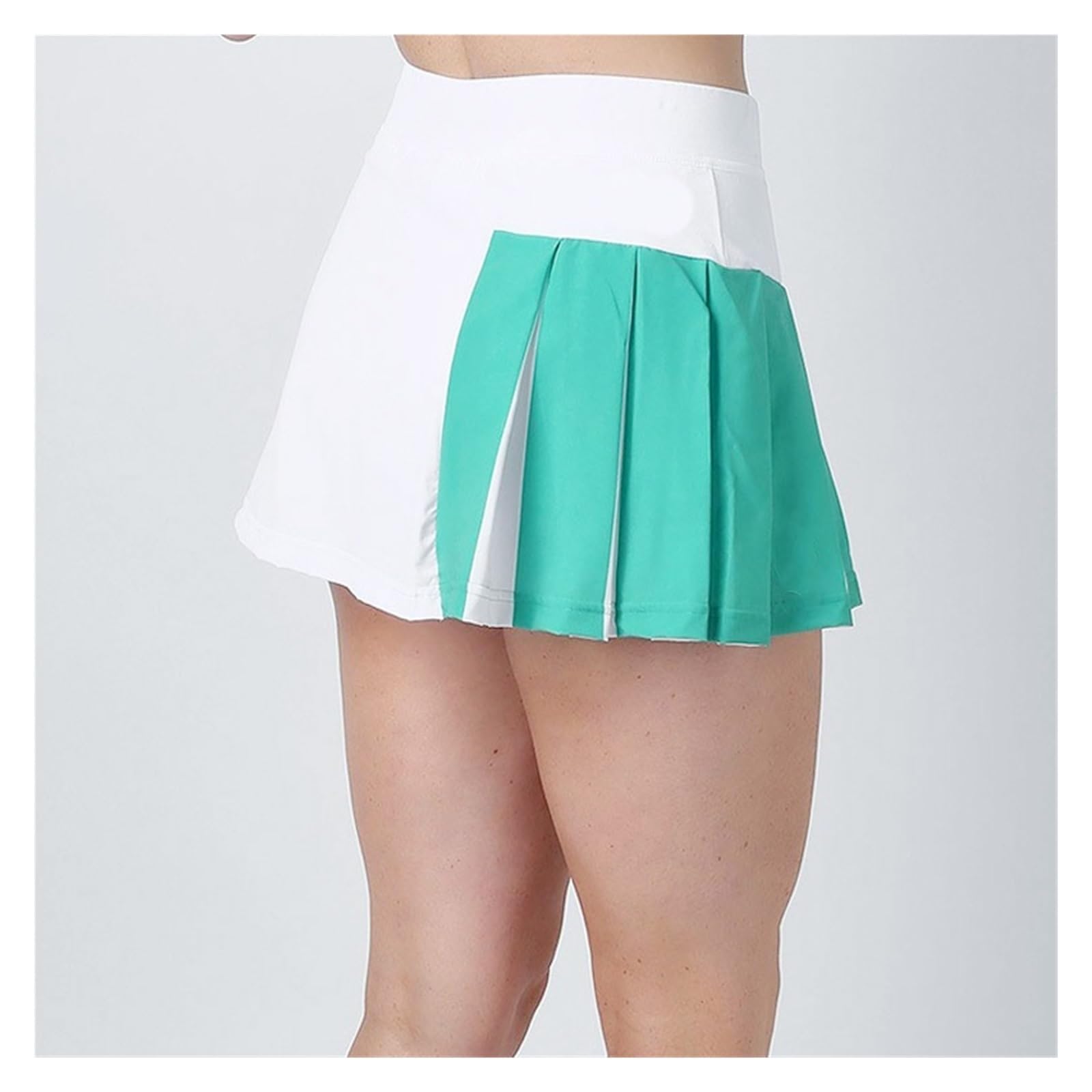Damen-Sport-Tennisrock, Atmungsaktiver Doppellagiger Lauffaltenrock, Kontrastfarbener Badminton-Kurzrock Mit Taschen(Color: 8,XXL (Weight 62-72kg))
