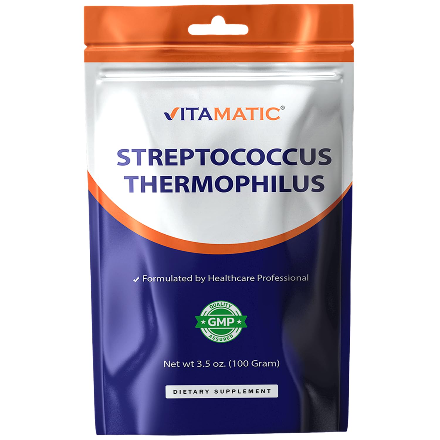 Vitamatic Streptococcus Thermophilus Probiotic Powder - Digestive Health Support - 100 Gram (3.5 OZ) - 100 Servings
