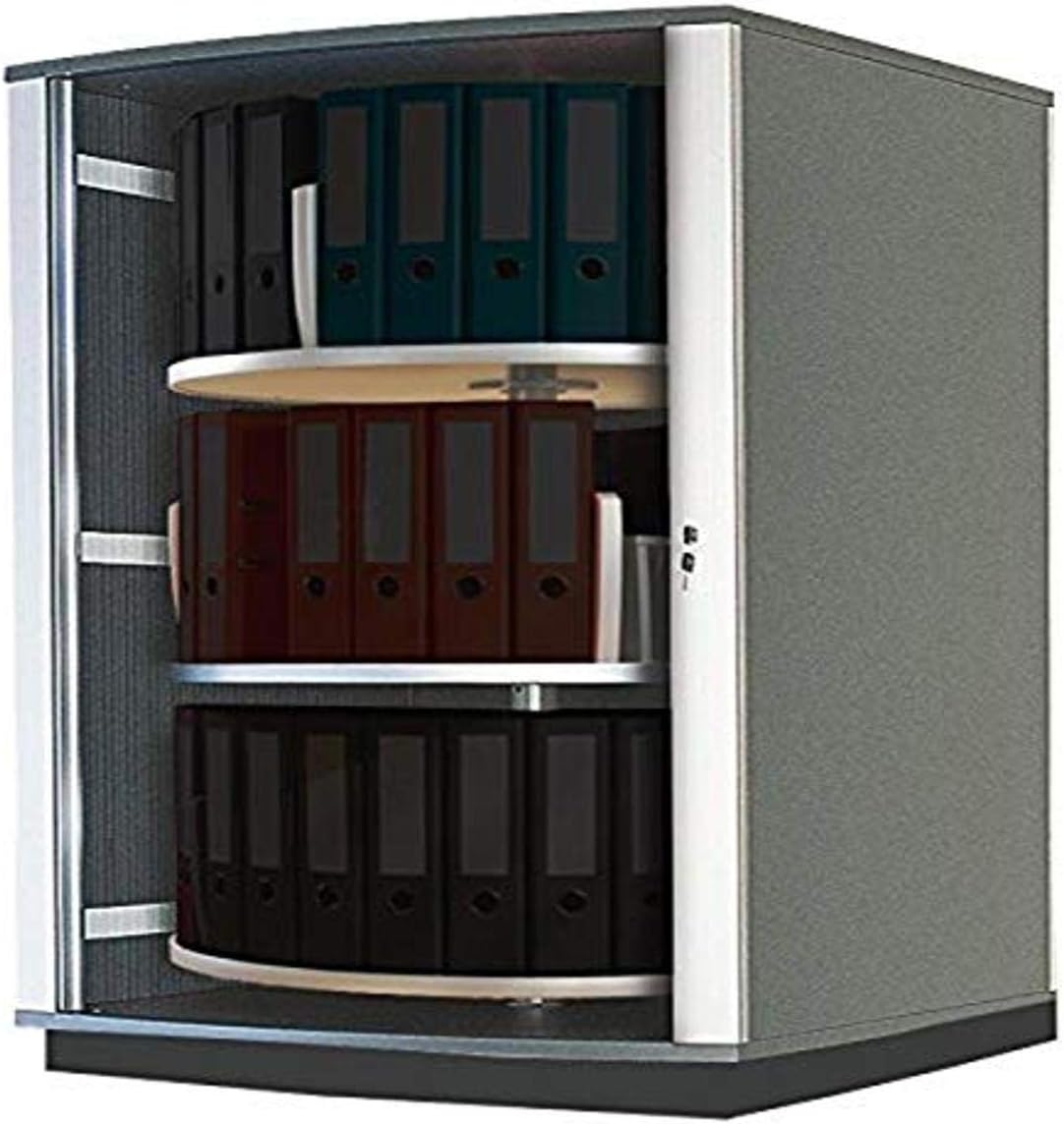 Moll Locking Shelving Unit for Office Storage - 3 Rotating Tiers with 4 Sections Each, Saves 50% Space, for Binder + File Storage, Retractable Doors, Sturdy Wood Construction, HIPAA Compliant